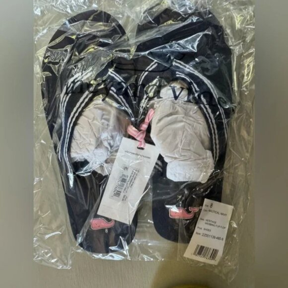 NWT vineyard vines Heritage Foam Flip Flops in nautical navy - Picture 2 of 7